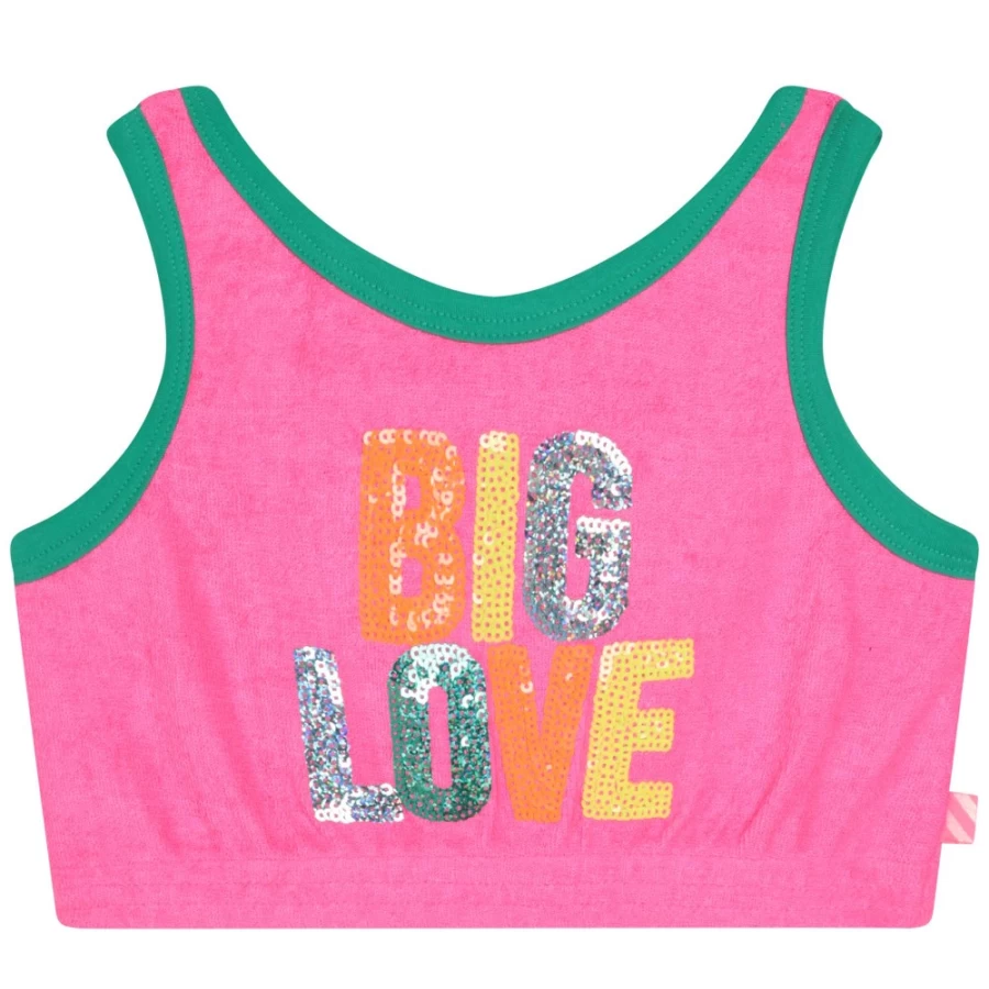 BILLIEBLUSH Pink Towelling Sports Top for Girls - Breathable Workout Shirt