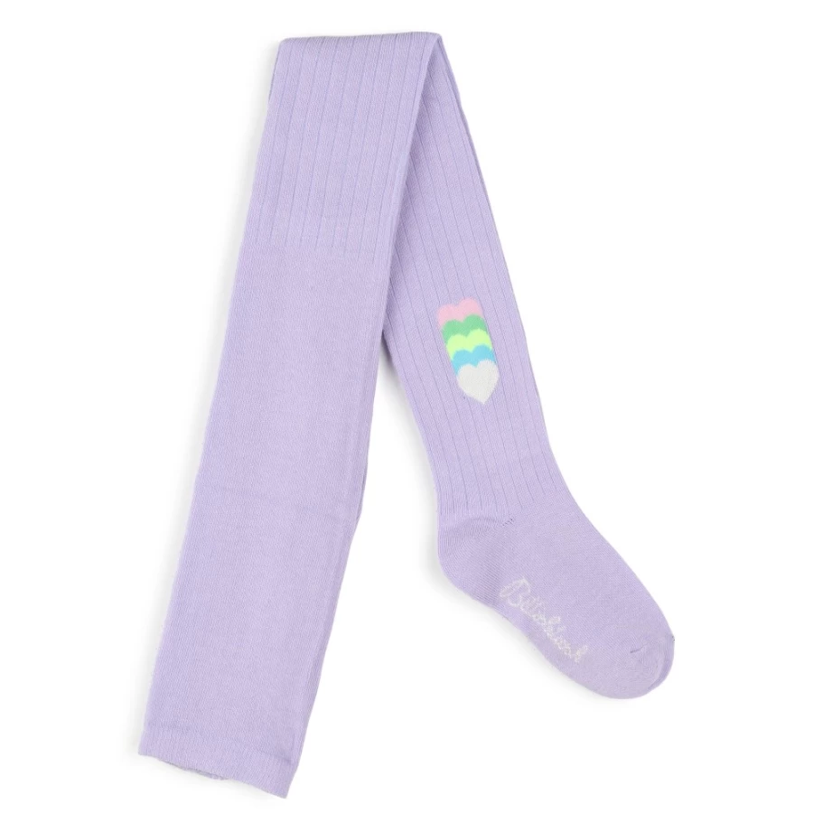 BILLIEBLUSH Lilac Metallic Knitted Tights for Girls - Shiny Fashion Legwear
