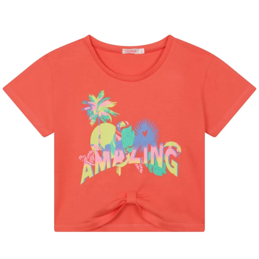 BILLIEBLUSH Girls' Apricot Short-Sleeved T-Shirt for Kids