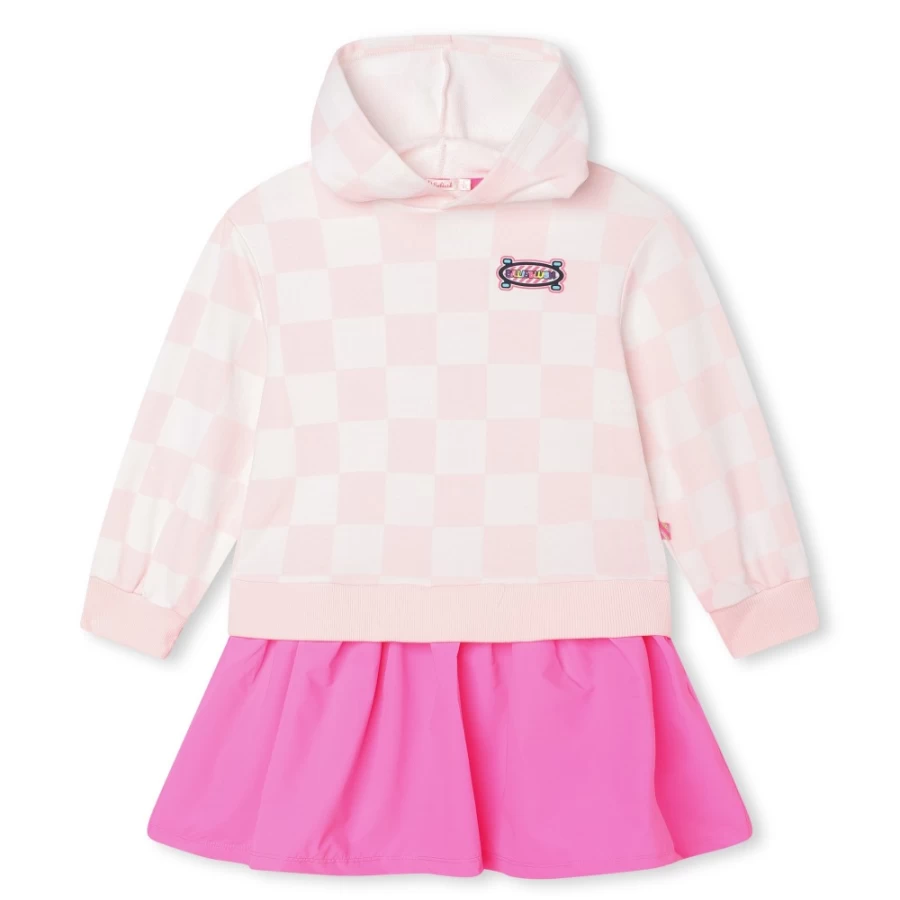 BILLIEBLUSH Girls' Pink Pale 2-In-1 Fleece Dress - Warm & Stylish Outfit