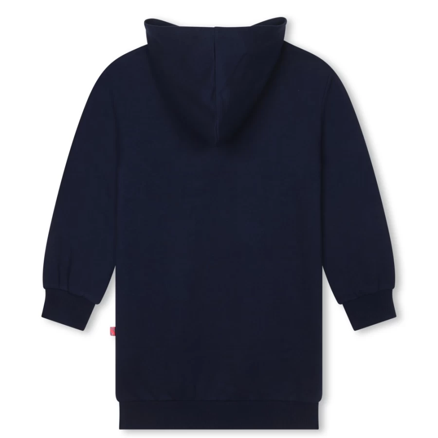 BILLIEBLUSH Girls Navy Cotton Hooded Dress - Casual Comfortable Kids Wear
