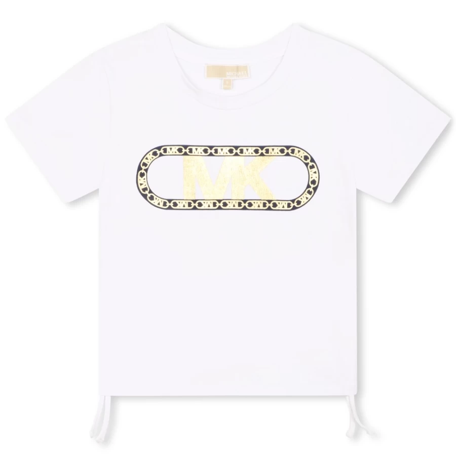 MICHAEL KORS Girls Offwhite Drawstring Detail T-Shirt
