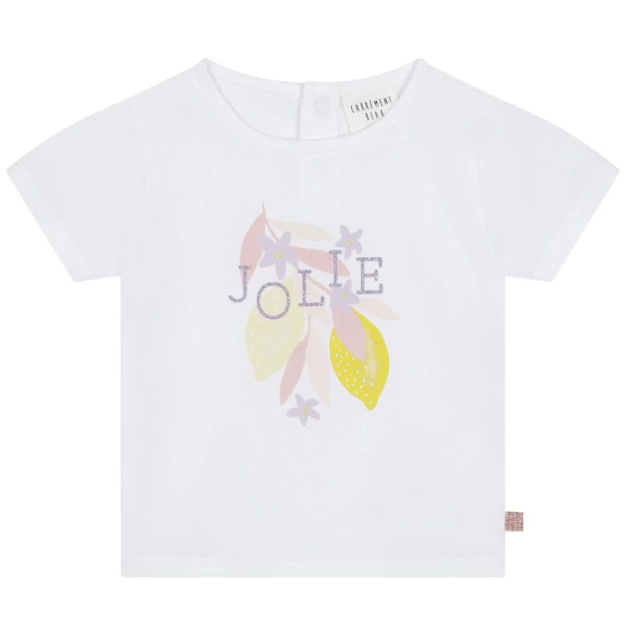 CARREMENT BEAU Girls' White Sequin Print T-Shirt