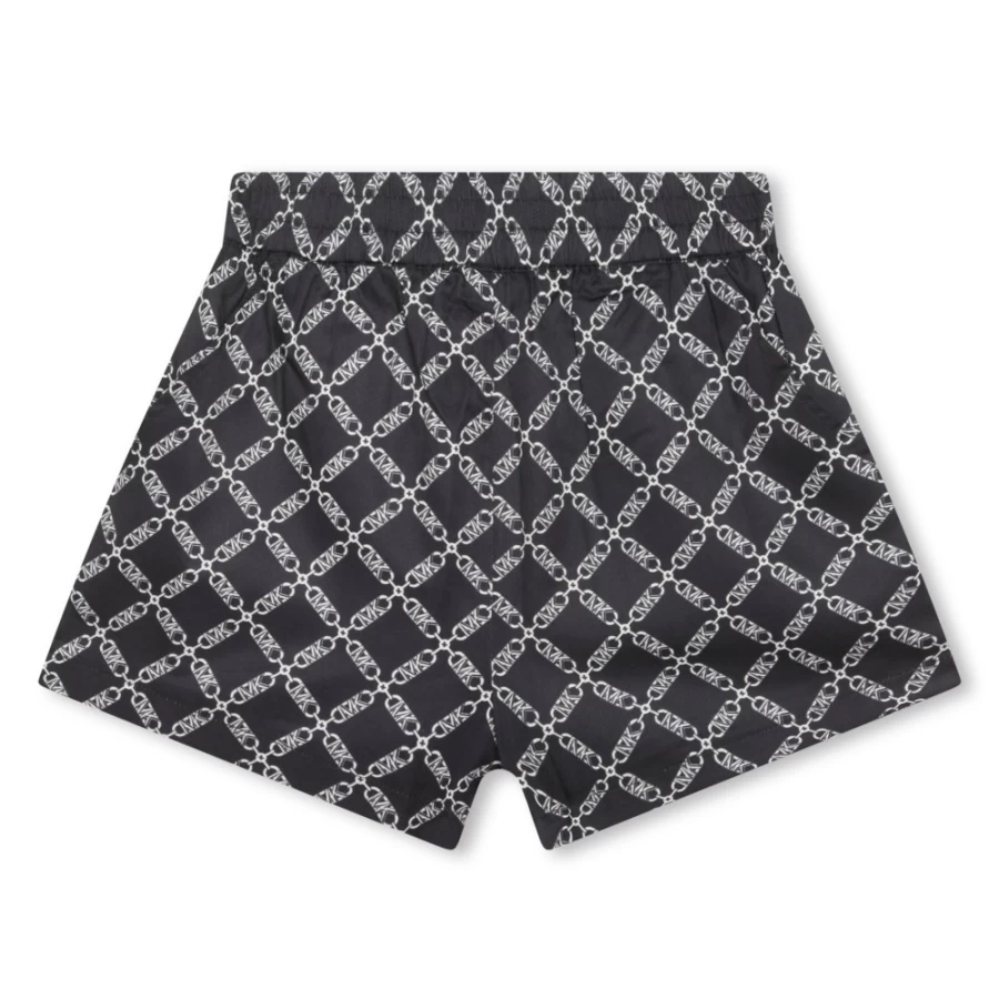 MICHAEL KORS Girls' Black Satin-Effect Printed Shorts for Comfort & Style