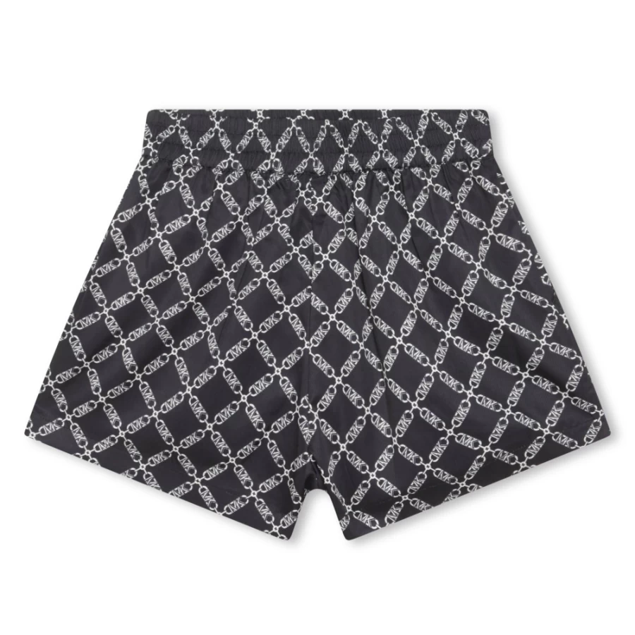 MICHAEL KORS Girls' Black Satin-Effect Printed Shorts for Comfort & Style