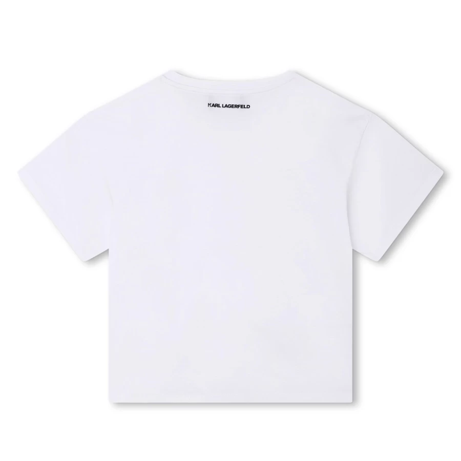 KARL LAGERFELD KIDS Girls White Embroidered Cotton T-Shirt