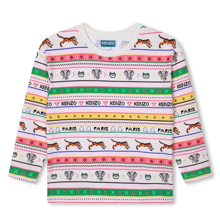 KENZO KIDS Girls Ivory Long-Sleeved T-Shirt for Kids