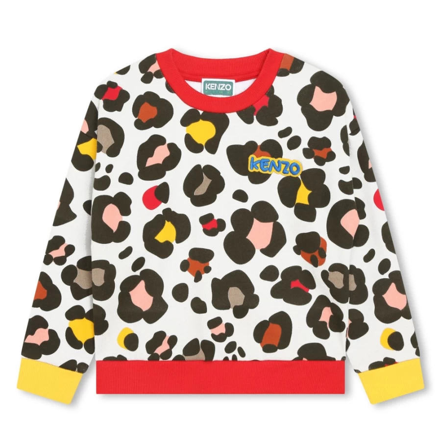 KENZO KIDS Girls' Stone Color Printed Sweatshirt for Stylish Comfort