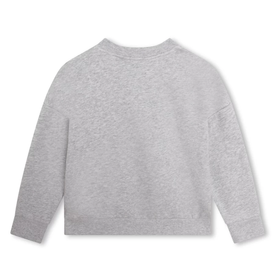 KENZO KIDS Girl's Grey Marl Fleece Sweatshirt - Soft & Warm Pullover for Girls