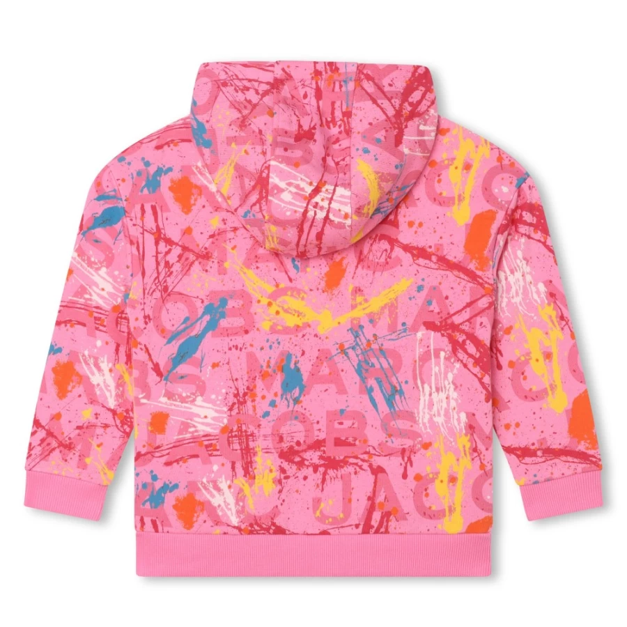 MARC JACOBS Girls Apricot Hooded Sweatshirt for Kids - Soft Cotton Pullover