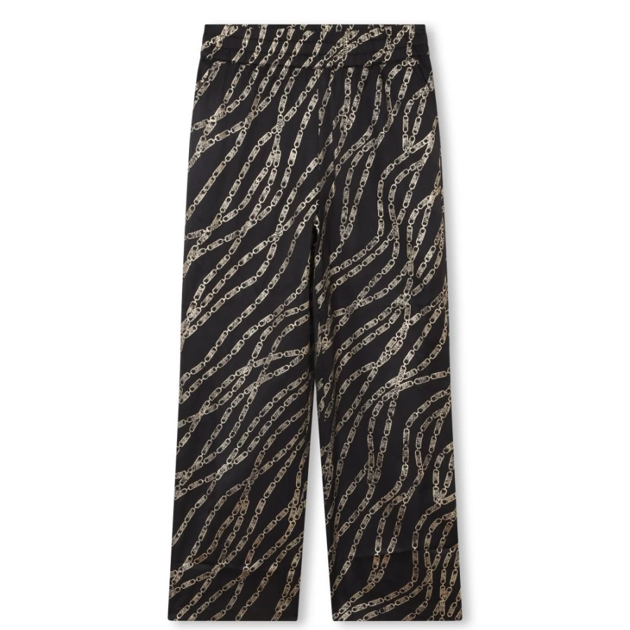 MICHAEL KORS Girls Black Printed Party Trousers for Festive Occasions
