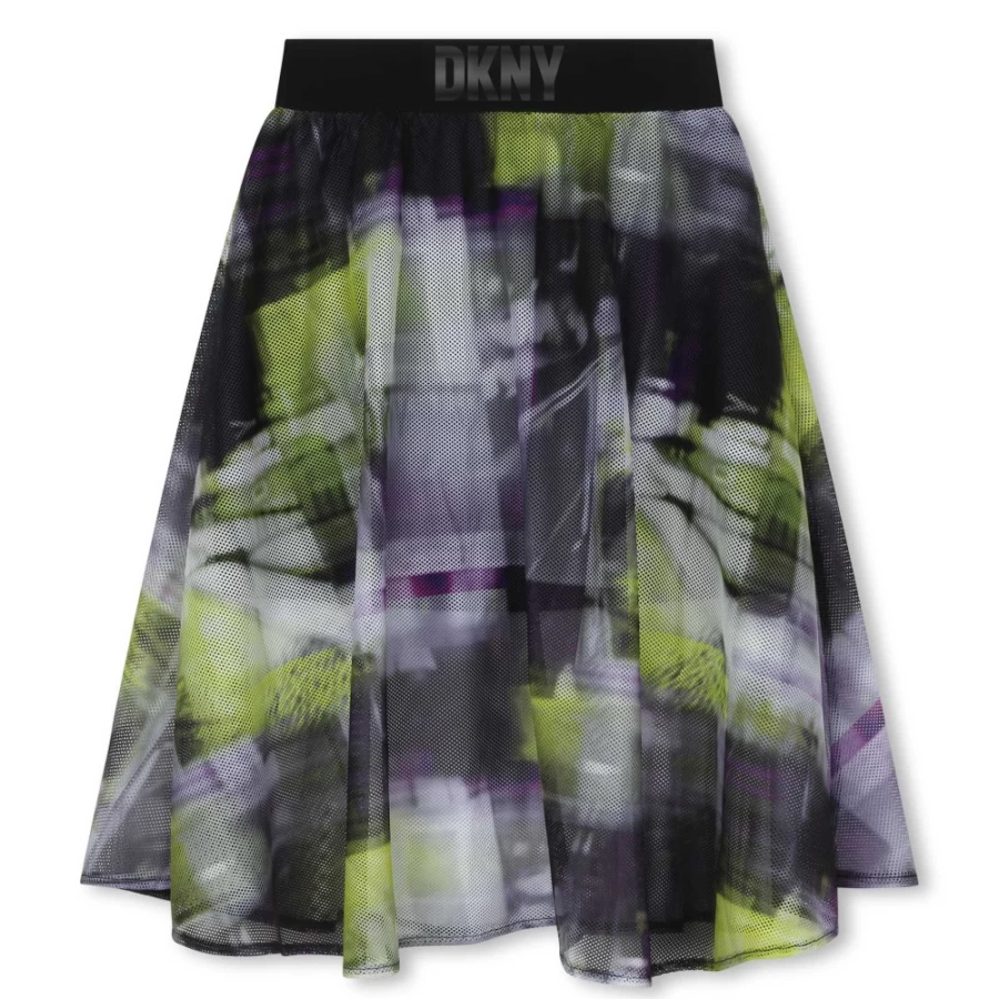 DKNY Girls' Lined Mesh Print Skirt - Floral Pattern, Comfort Fit, Fashionable Design