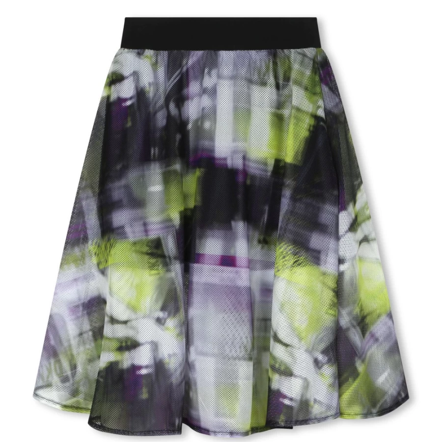 DKNY Girls' Lined Mesh Print Skirt - Floral Pattern, Comfort Fit, Fashionable Design