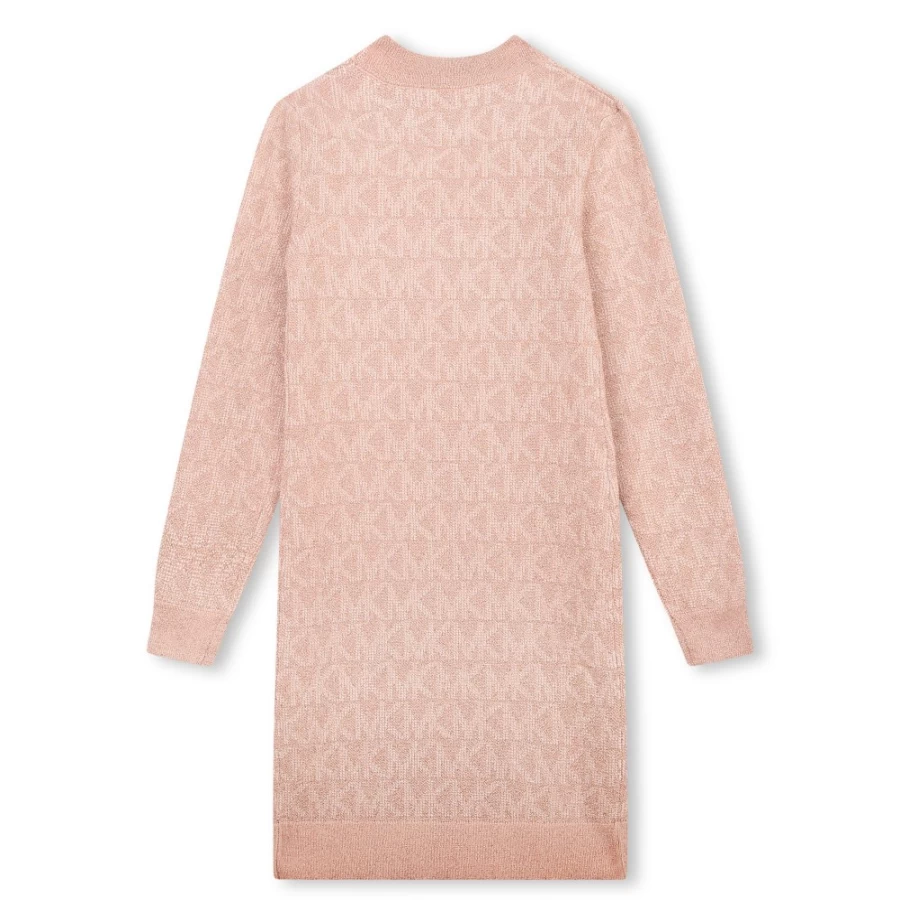 MICHAEL KORS Girls Salmon Metallic Jacquard Jumper Dress
