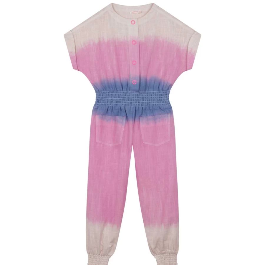 BILLIEBLUSH Girls' Pink Pale Short-Sleeved Jumpsuit - Casual Summer Romper for Kids