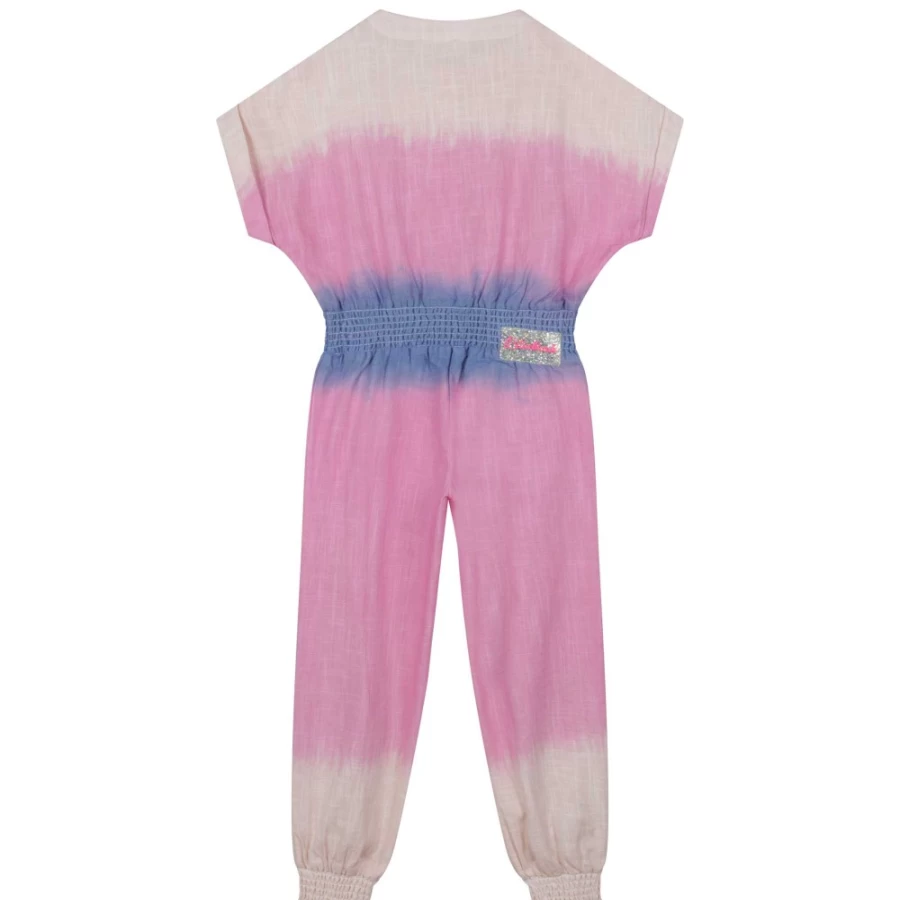 BILLIEBLUSH Girls' Pink Pale Short-Sleeved Jumpsuit - Casual Summer Romper for Kids