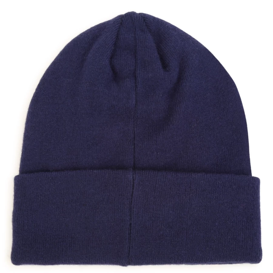 HUGO Medieval Blue Lined Turn-Up Beanie for Girls - Winter Knit Hat