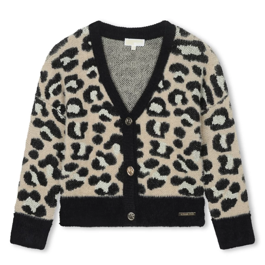 MICHAEL KORS Girls Off White & Black Knitted Cardigan Sweater