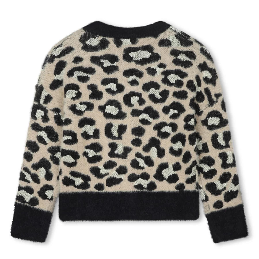 MICHAEL KORS Girls Off White & Black Knitted Cardigan Sweater