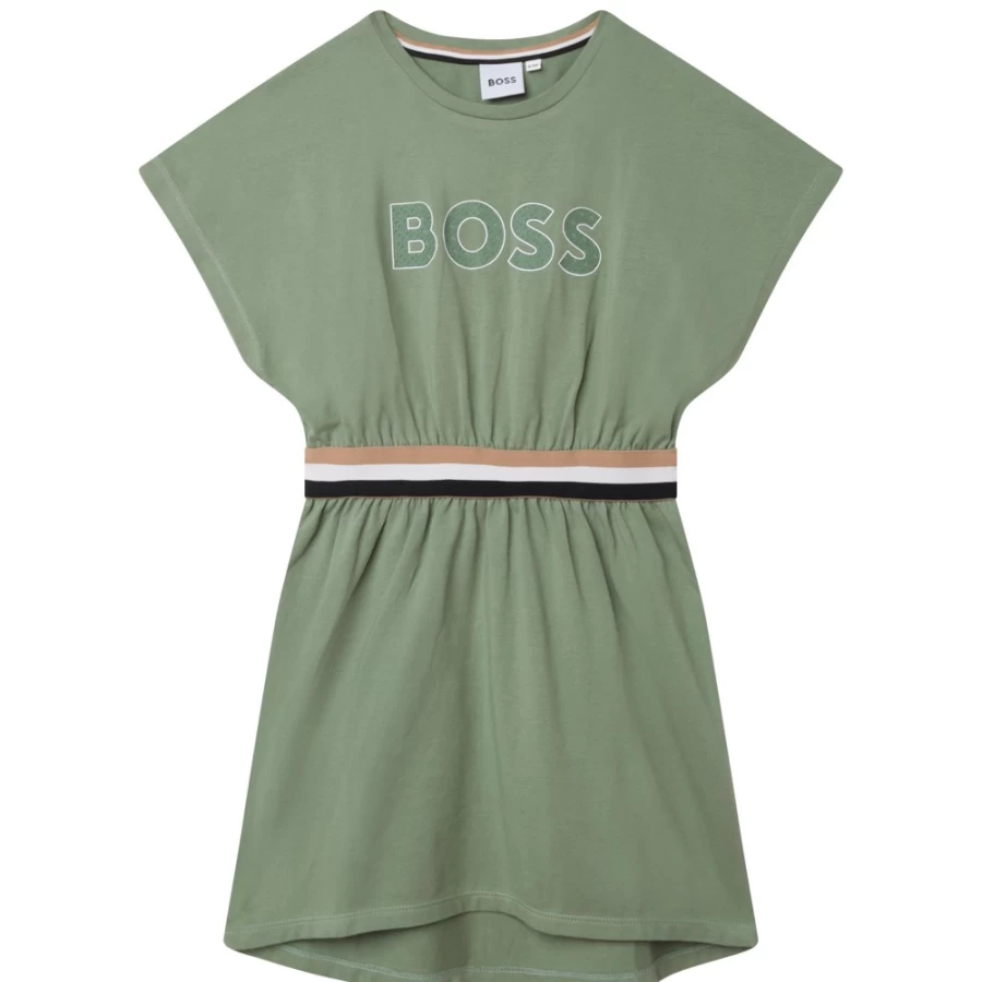 BOSS Girls' Olive Short-Sleeved Summer Dress