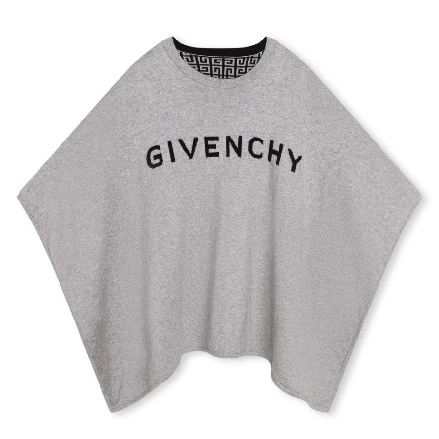 Givenchy Reversible Knit Cape for Girls - Black & Grey Dual-Tone Stylish Wear