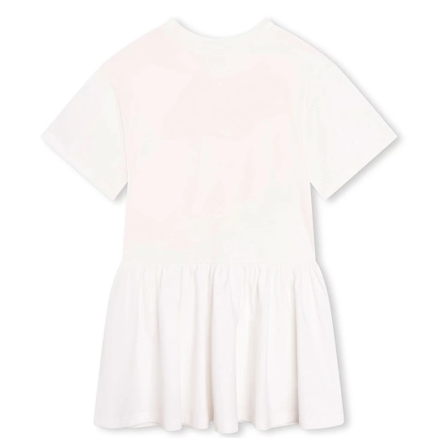 KENZO KIDS Girls Ivory Cotton Floral Print Dress with Flower Design