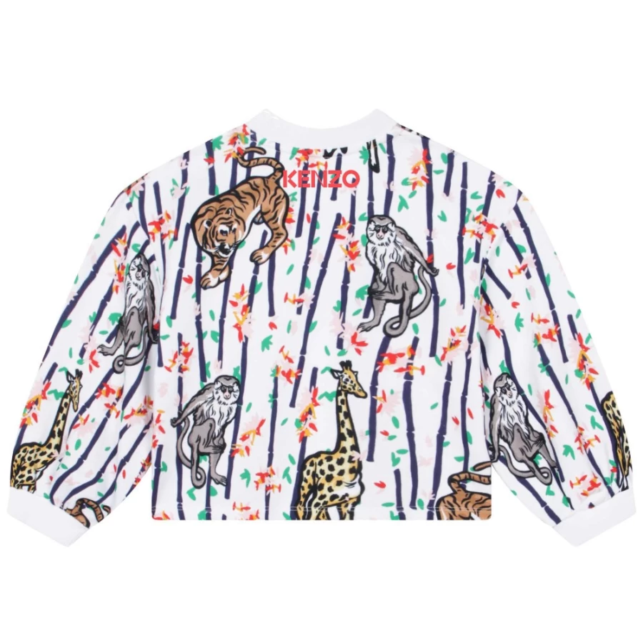 KENZO KIDS Girls White Sweatshirt - Stylish & Comfortable Cotton Pullover for Kids