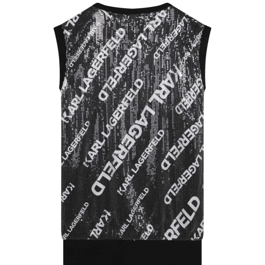 KARL LAGERFELD KIDS Girl's Black & White Sequin Shift Dress for Party & Special Occasions