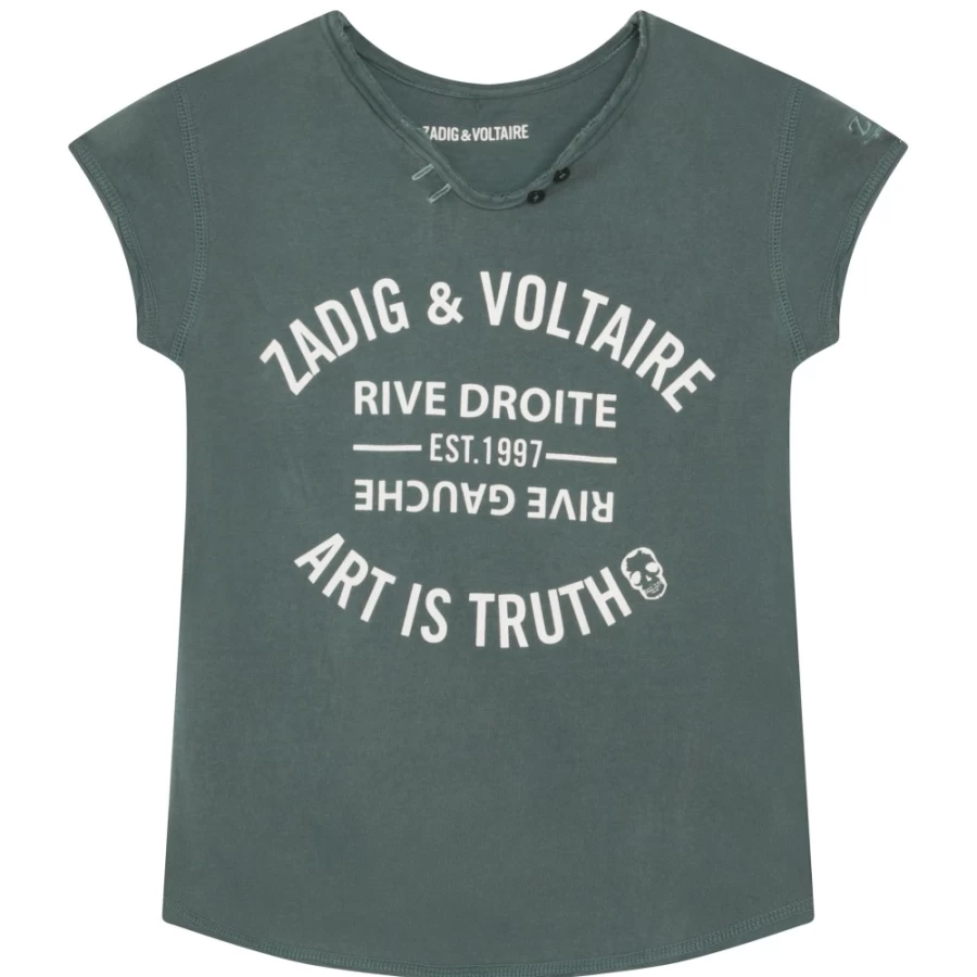 ZADIG & VOLTAIRE Girls' Short-Sleeved Cotton T-Shirt | Soft & Comfortable Top