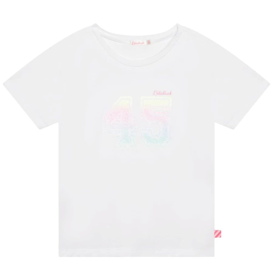 BILLIEBLUSH Girls' White Short-Sleeved Cotton T-Shirt for Casual Wear