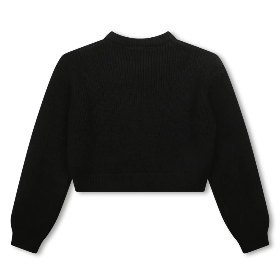HUGO Black Cropped Knitted Jumper for Girls