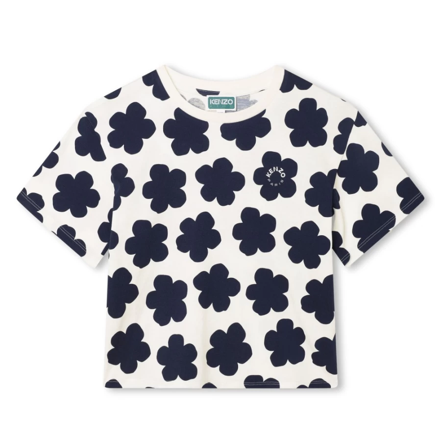 KENZO KIDS Girls Ivory Short-Sleeved T-Shirt for Casual Wear