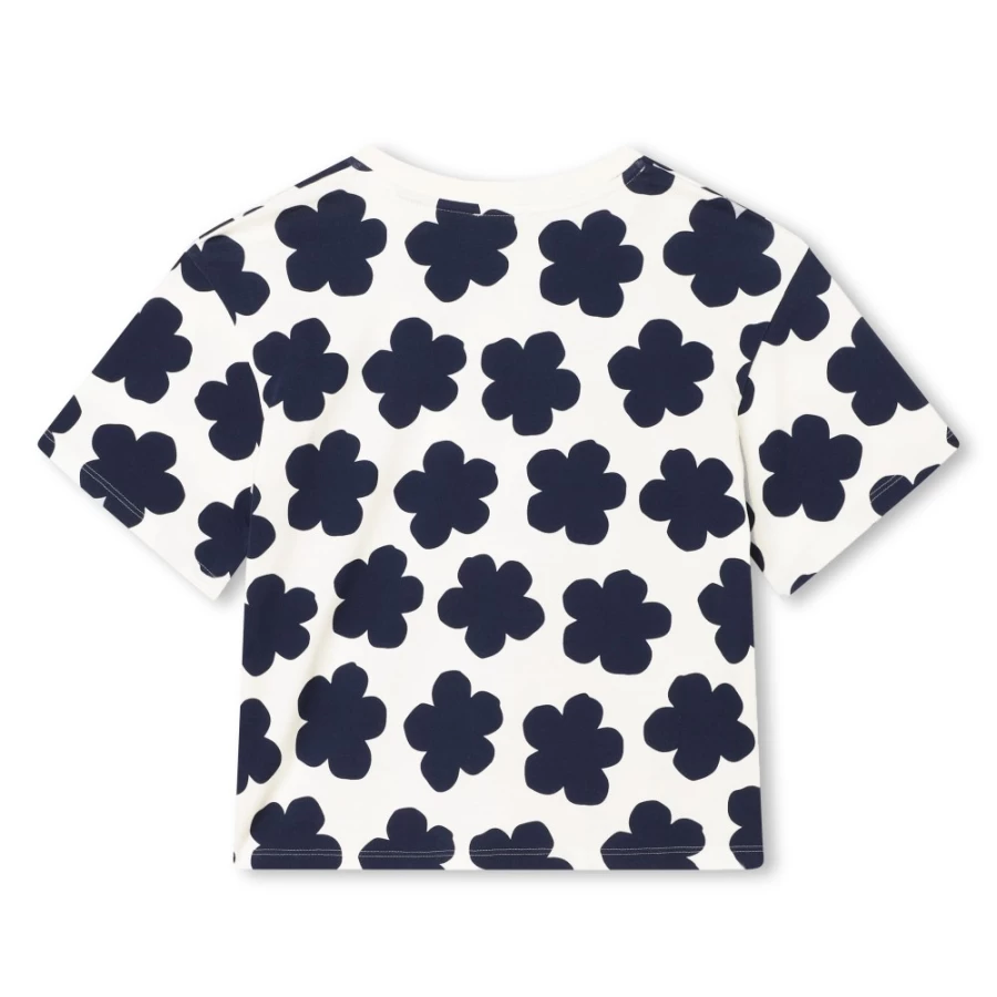 KENZO KIDS Girls Ivory Short-Sleeved T-Shirt for Casual Wear