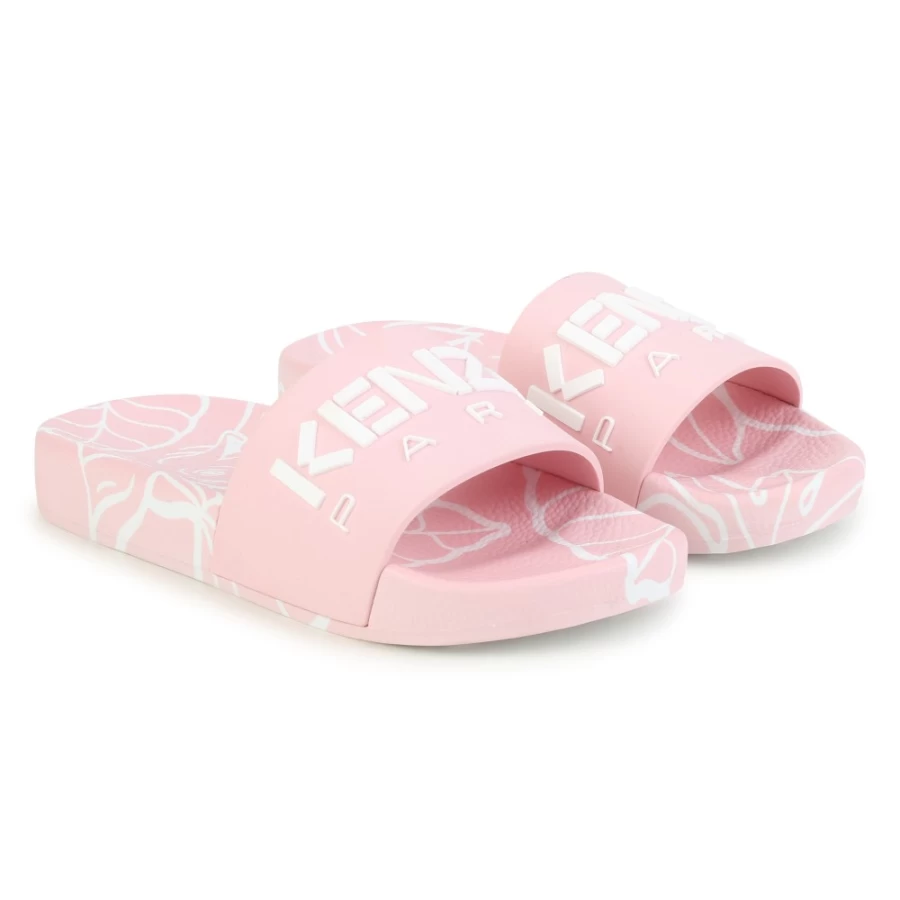 KENZO KIDS Girls' Pink Rubber Sliders - Comfortable & Stylish Slide Sandals for Kids