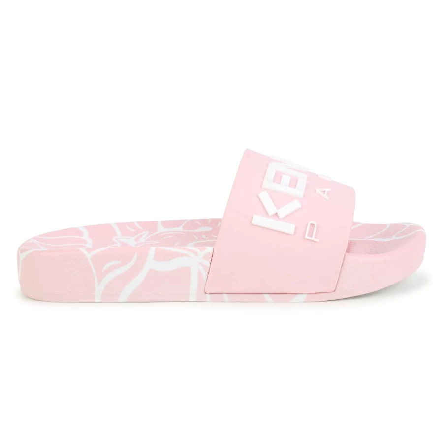 KENZO KIDS Girls' Pink Rubber Sliders - Comfortable & Stylish Slide Sandals for Kids