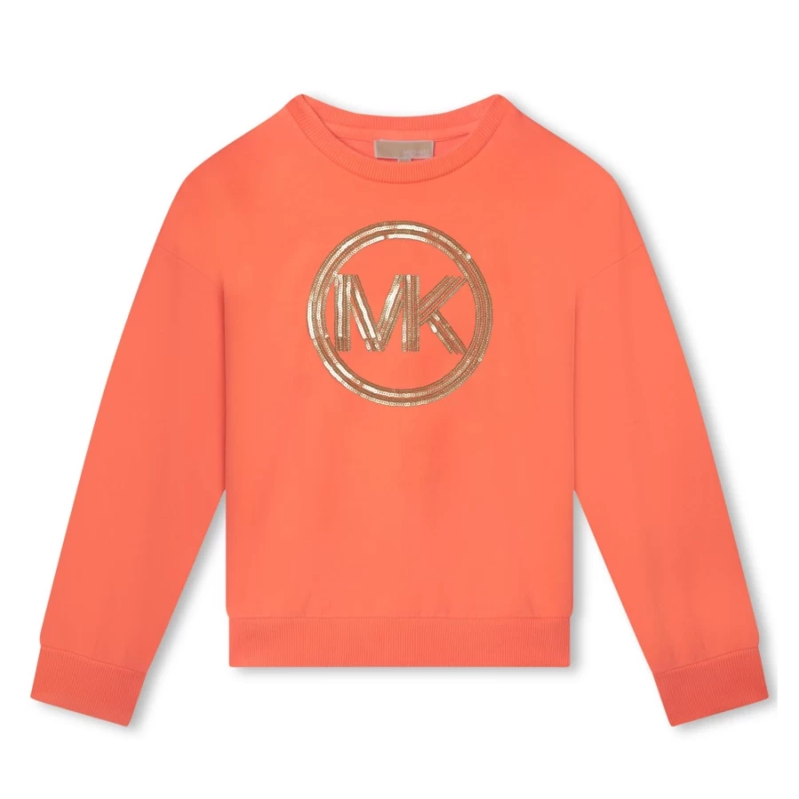 MICHAEL KORS Girls Peach Cotton Fleece Sweatshirt - Soft Comfortable Pullover