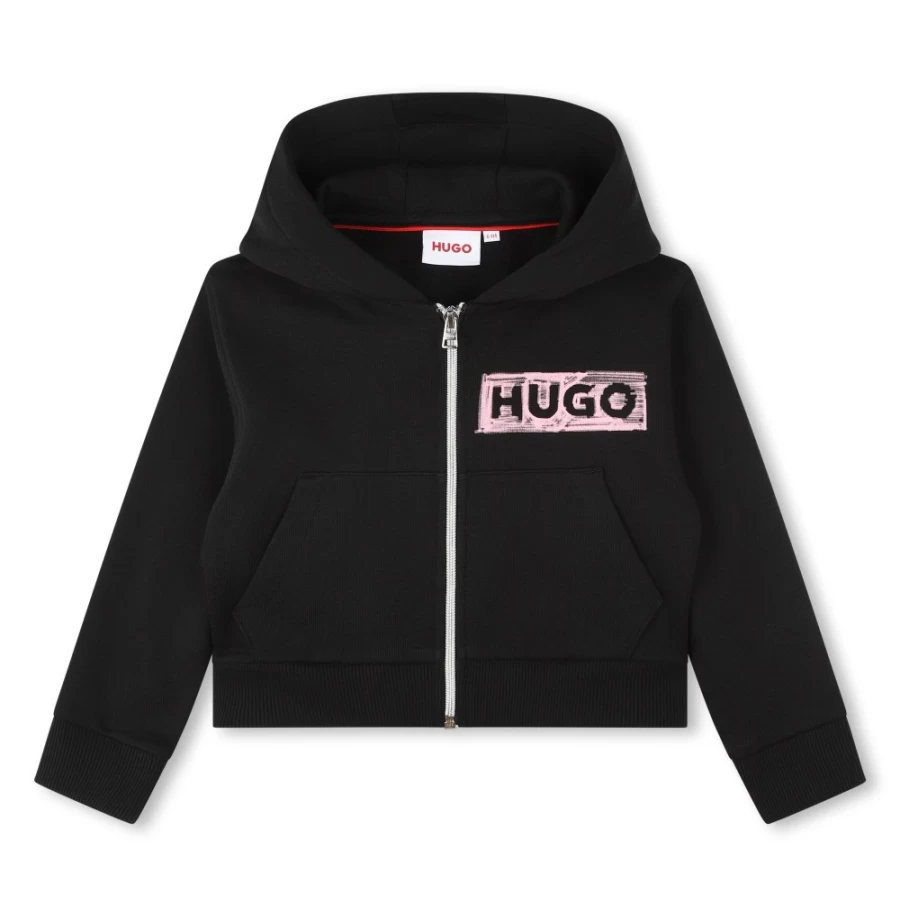 HUGO Black Fleece Jogging Cardigan for Girls - Cozy & Stylish