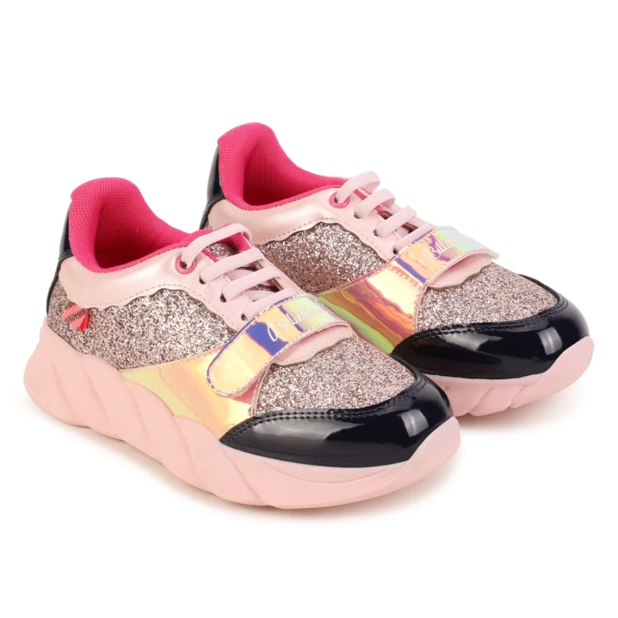 BILLIEBLUSH Girls' Multicoloured Sequined Trainers with Glitter Detail