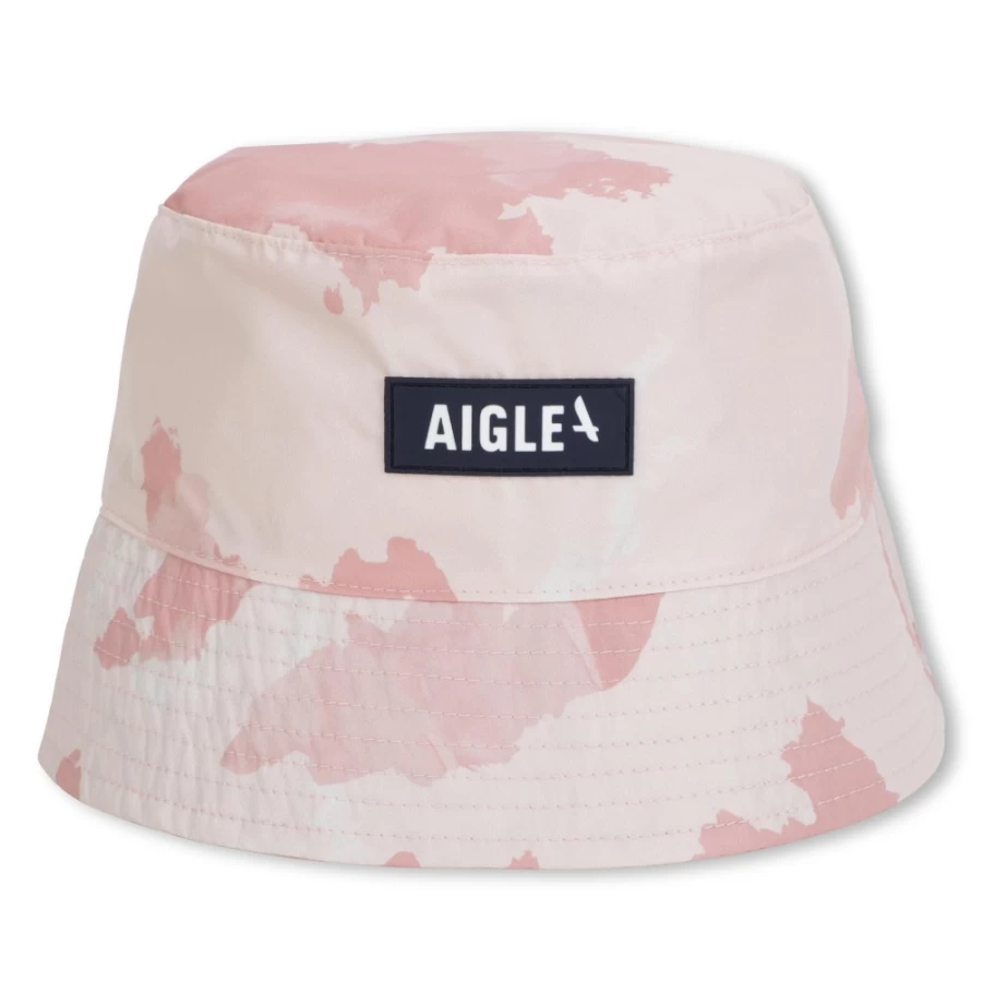 AIGLE Ivory Printed Sun Hat for Girls - Stylish Label Design