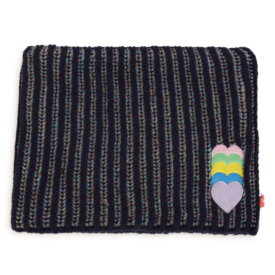 BILLIEBLUSH Navy Embroidered Heart Snood for Girls - Stylish & Comfortable Scarf