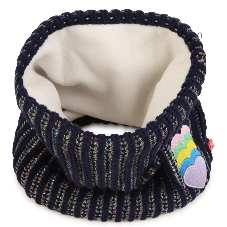 BILLIEBLUSH Navy Embroidered Heart Snood for Girls - Stylish & Comfortable Scarf