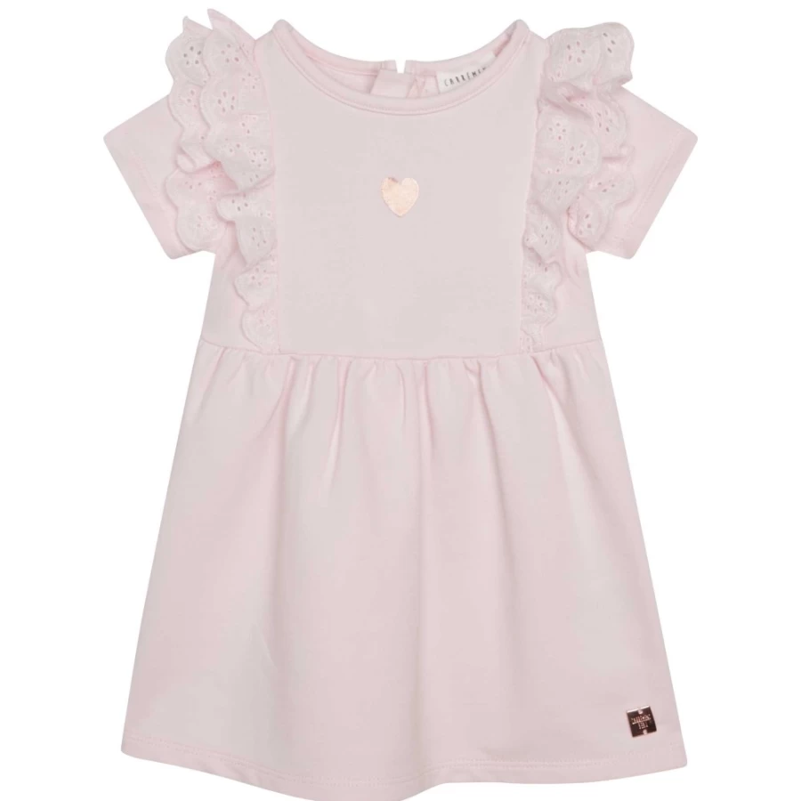 CARREMENT BEAU Girls' Apricot Fleece Dress – Soft & Cozy Winter Wear