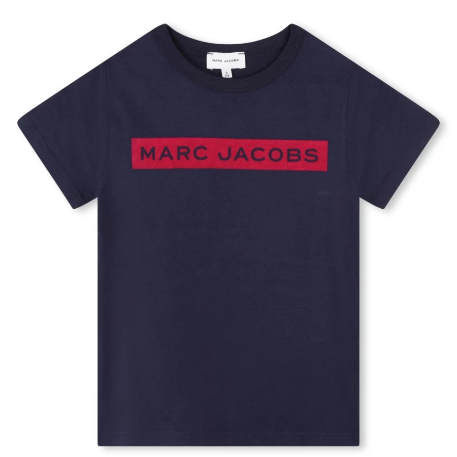 MARC JACOBS Girls Navy Short-Sleeved Cotton T-Shirt for Casual Wear