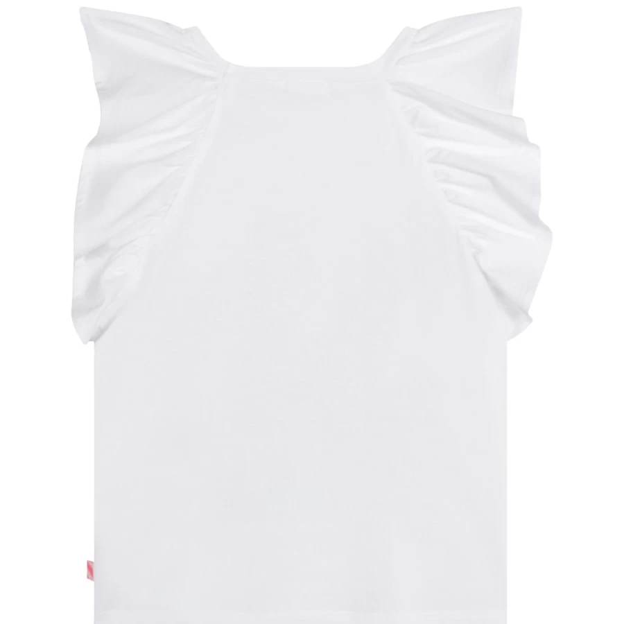 BILLIEBLUSH Girls' White Short-Sleeved T-Shirt - Cute & Comfortable Cotton Top for Kids