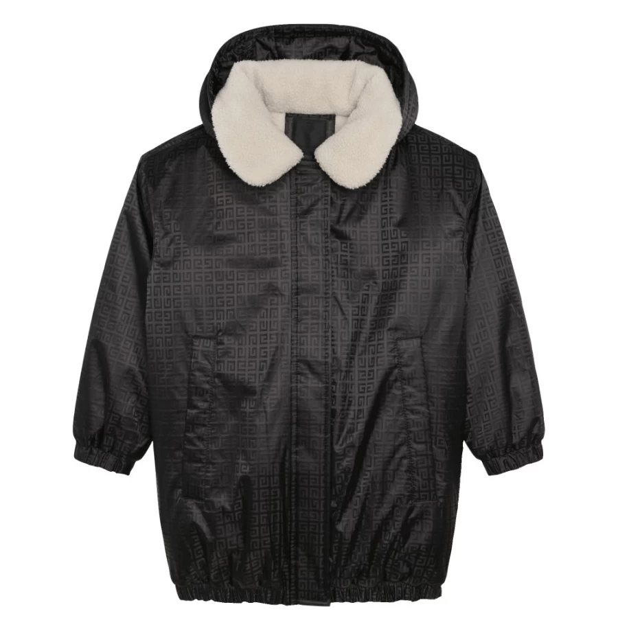 Givenchy Black Hooded Padded Puffer Jacket for Girls