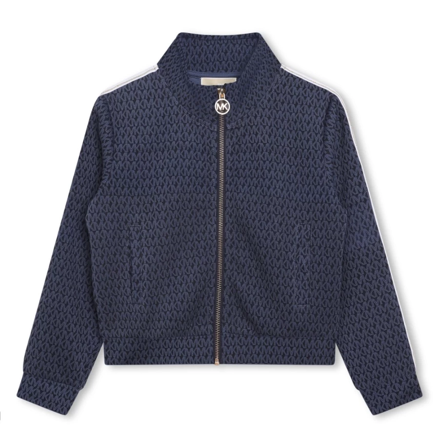 MICHAEL KORS Girls Navy Zip-Up Tracksuit Top | Athletic Hoodie Jacket