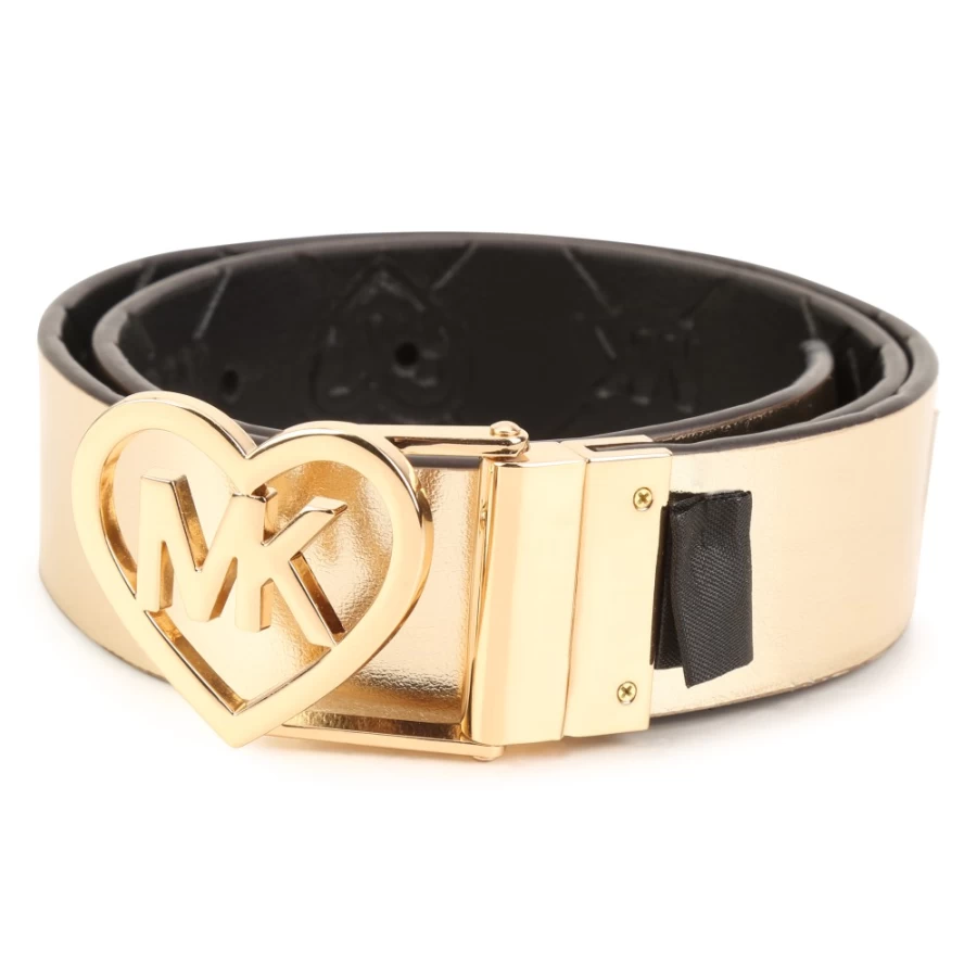 MICHAEL KORS Reversible Heart Belt for Girls in Gold Yellow - Stylish Two-Tone Accessory