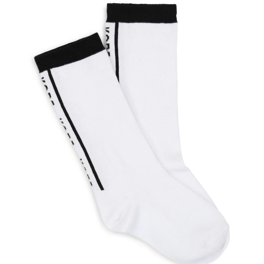 MICHAEL KORS Girls' White Tall Logo Socks for Everyday Comfort