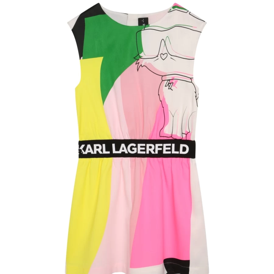 KARL LAGERFELD KIDS Girls' Multicoloured Formal Dress for Special Occasions