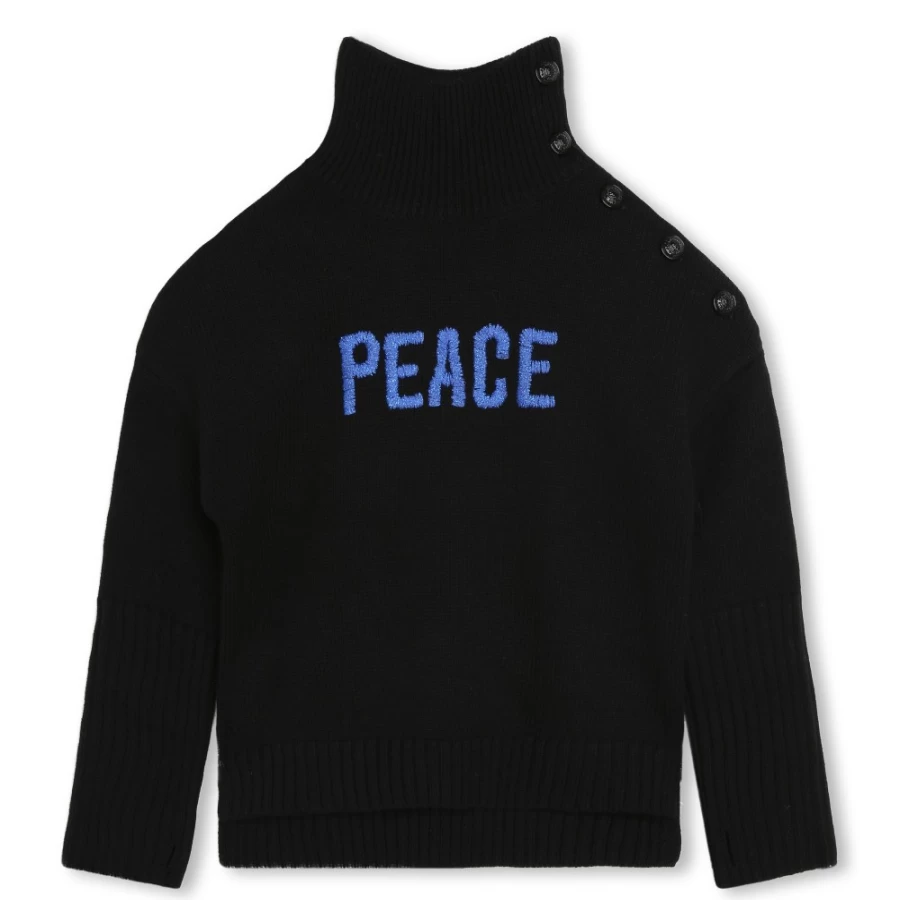 ZADIG & VOLTAIRE Black Turtleneck Button Jumper for Girls